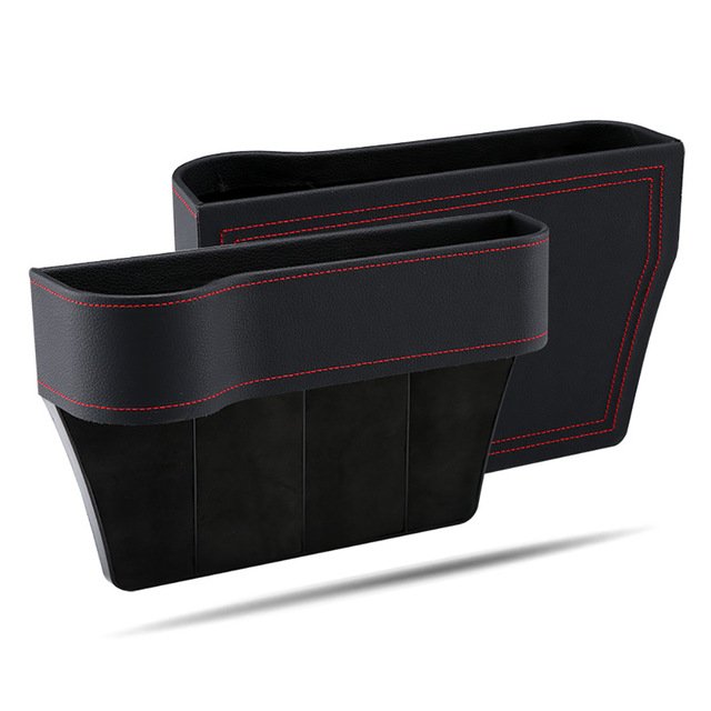 New Luxury PU Leather Car Seat Side Gap Filler Organizer Storage Box with Big Bottle Cup Holder