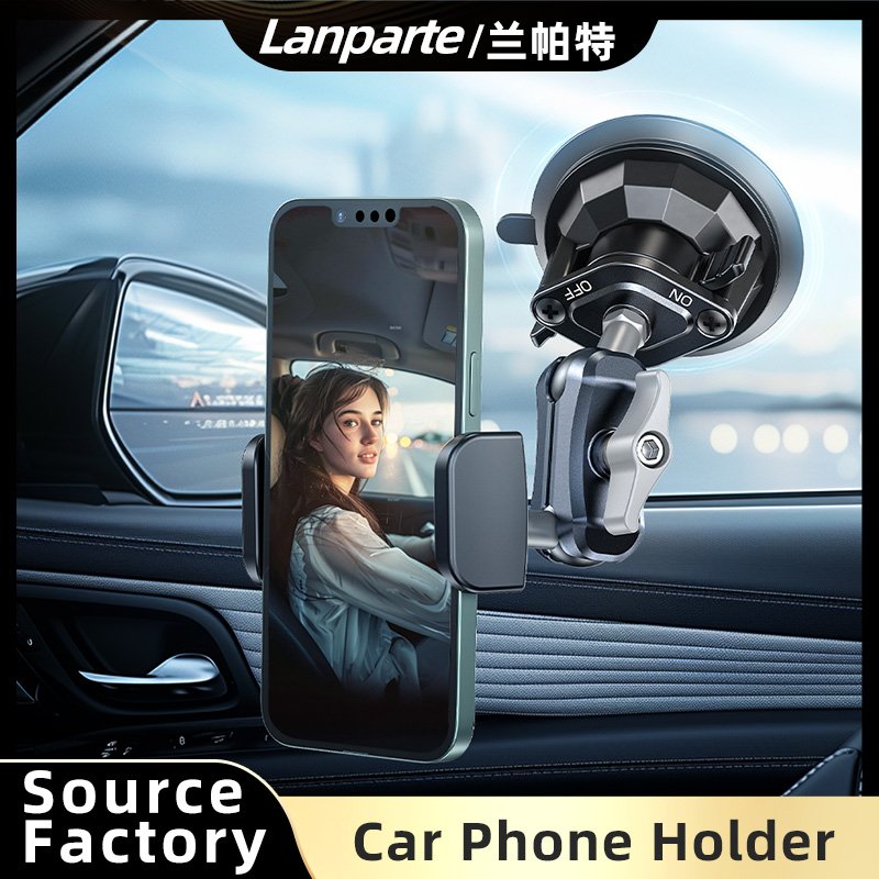 Suction Cup Mount Car Phone Holder 360 Adjustable Double Socket Arm with 1" Ball Joint Mobile Phone Support Stand for Navigation