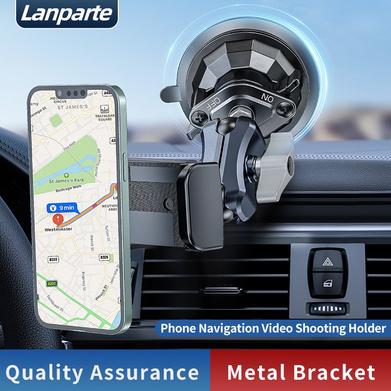 Suction Cup Mount Car Phone Holder 360 Adjustable Double Socket Arm with 1" Ball Joint Mobile Phone Support Stand for Navigation