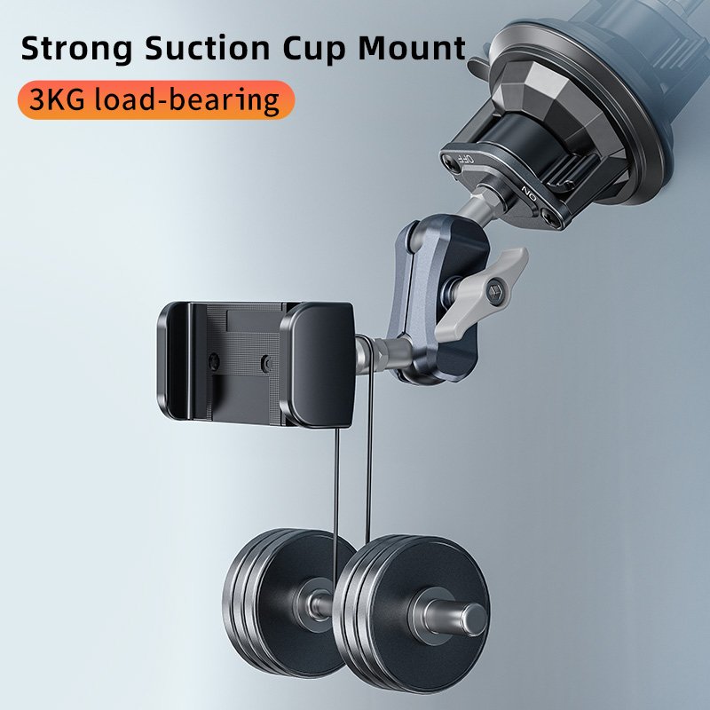 Suction Cup Mount Car Phone Holder 360 Adjustable Double Socket Arm with 1" Ball Joint Mobile Phone Support Stand for Navigation