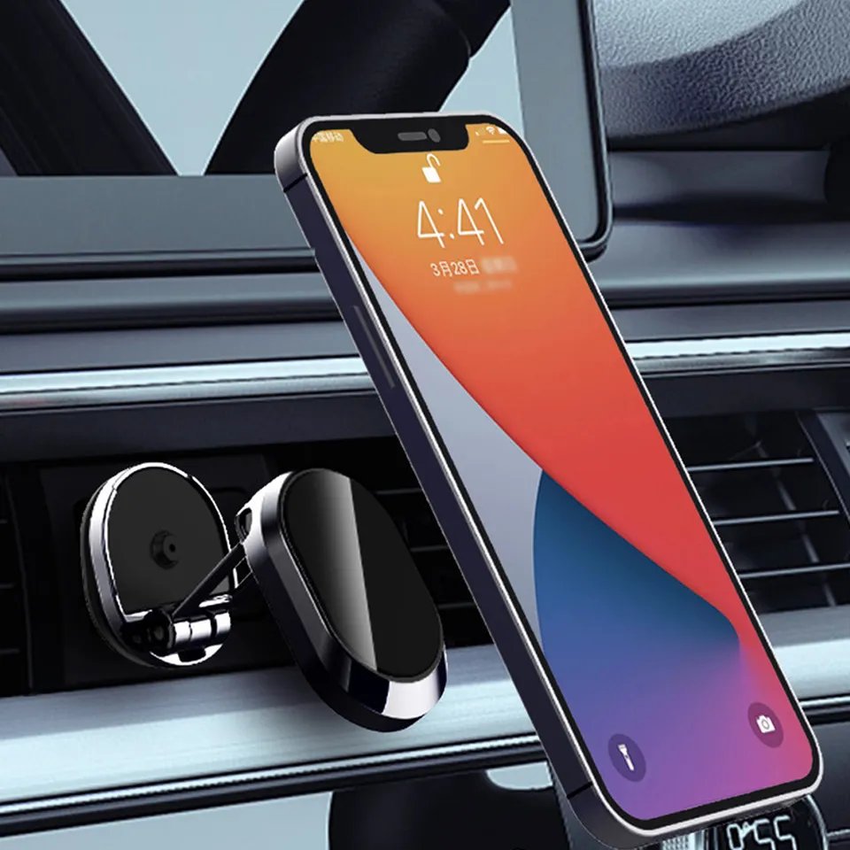 Stock Universal Metal Magnetic Car Phone Holder for Iphone,360 Degree Rotation Car Phone Holder Magnet Mount For Car Dashboard
