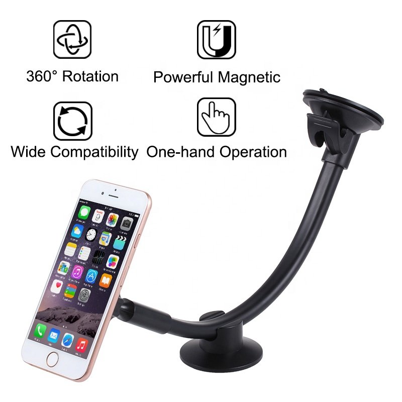 Universal Magnetic Phone Holder Car Long Arm Windshield Dashboard Magnet Car Holder Mount Dock For Phone Mobile Stand