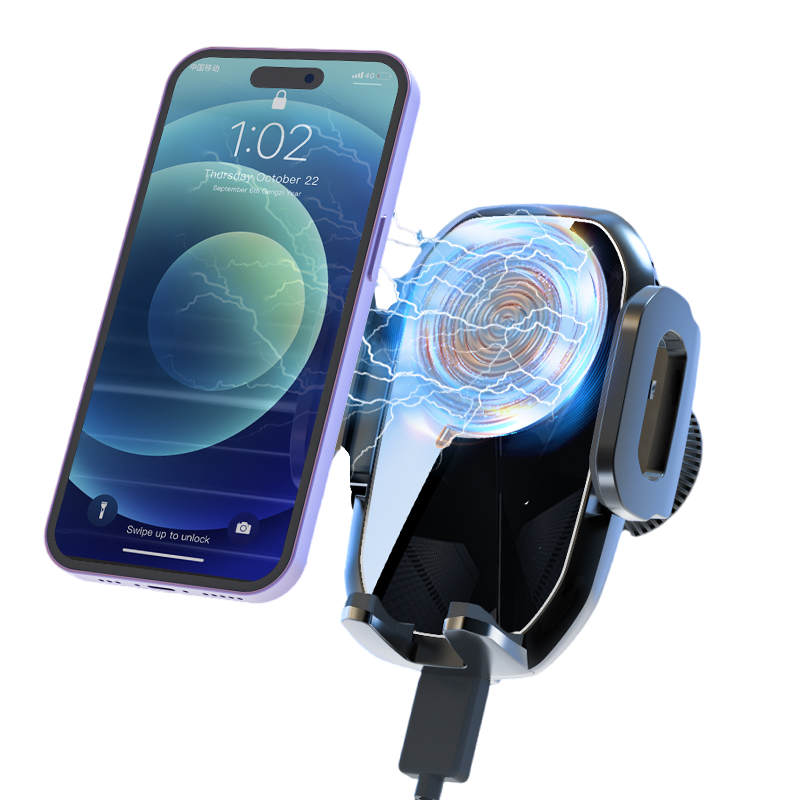 Black Stable Car Air Vent Wireless 15W Fast Charging Phone Car Holder Portable & Flexible In-Shop Phone Car Holders by Type C