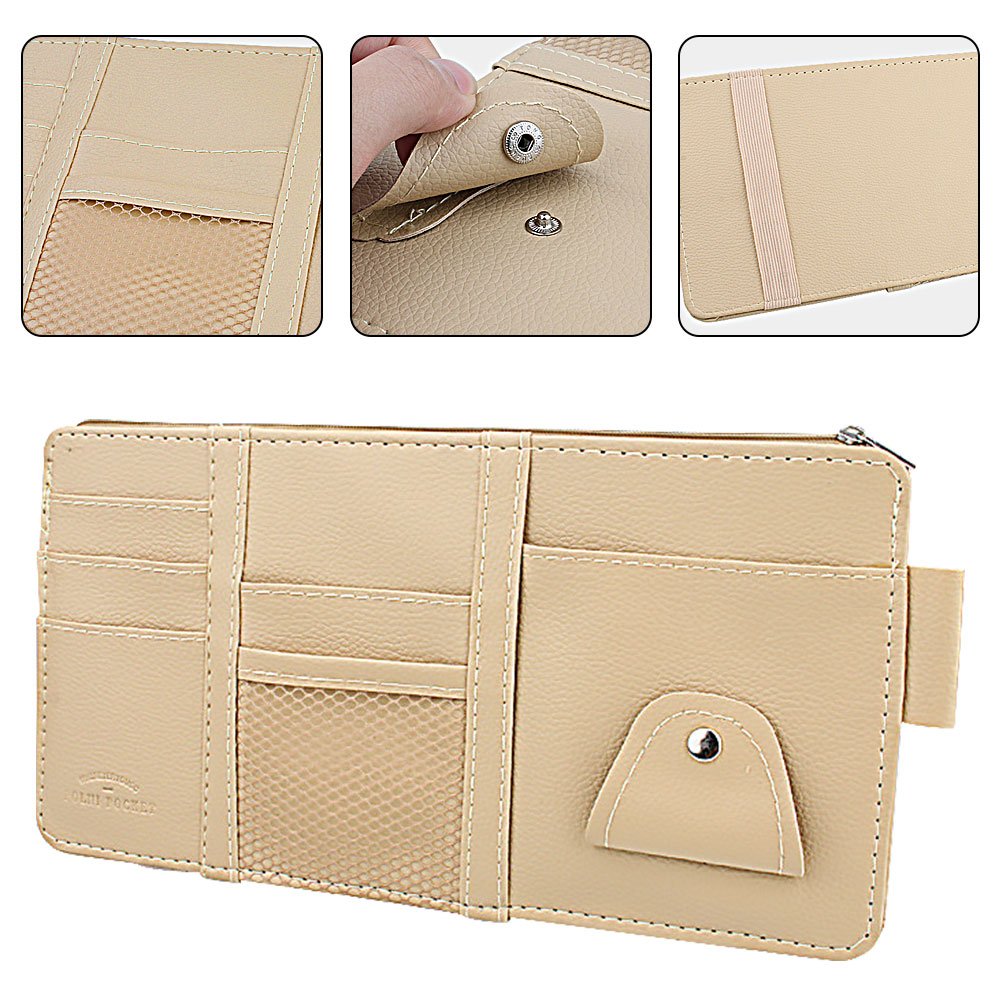 Card Holder Car Accessories Automobile Pu Leather Sunglasses Storage Pocket Pouch Holder For Car Sun Visor organizer Dropship