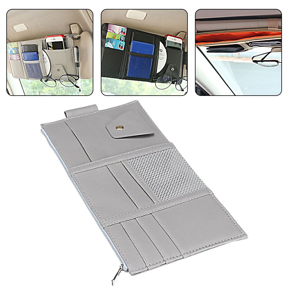 Card Holder Car Accessories Automobile Pu Leather Sunglasses Storage Pocket Pouch Holder For Car Sun Visor organizer Dropship