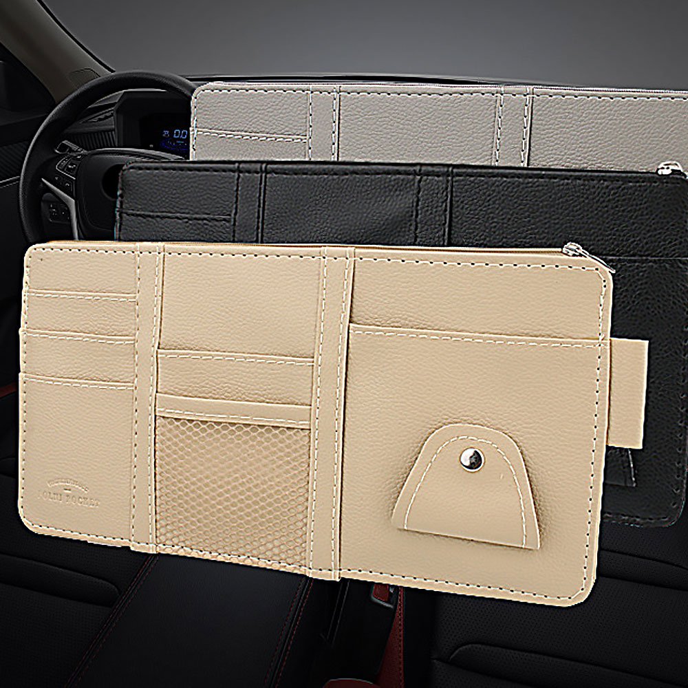 Card Holder Car Accessories Automobile Pu Leather Sunglasses Storage Pocket Pouch Holder For Car Sun Visor organizer Dropship