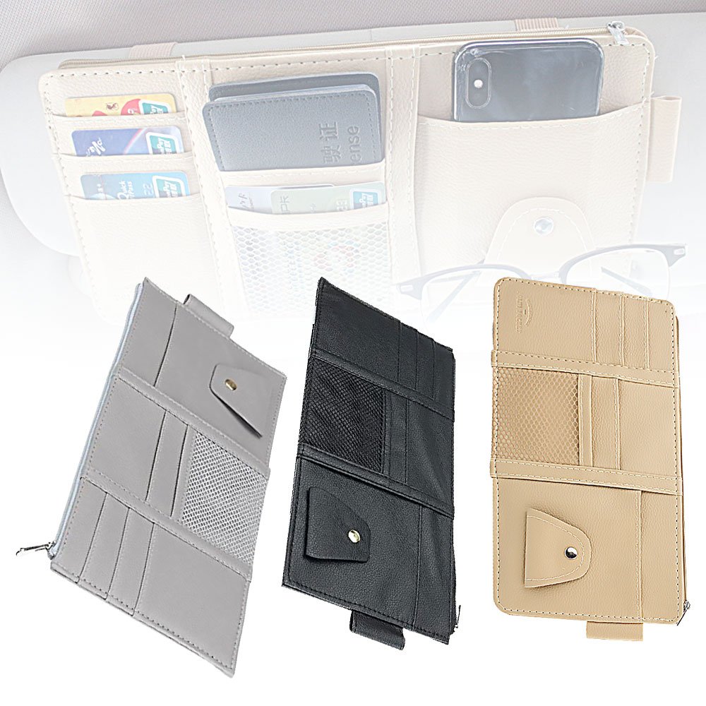 Card Holder Car Accessories Automobile Pu Leather Sunglasses Storage Pocket Pouch Holder For Car Sun Visor organizer Dropship