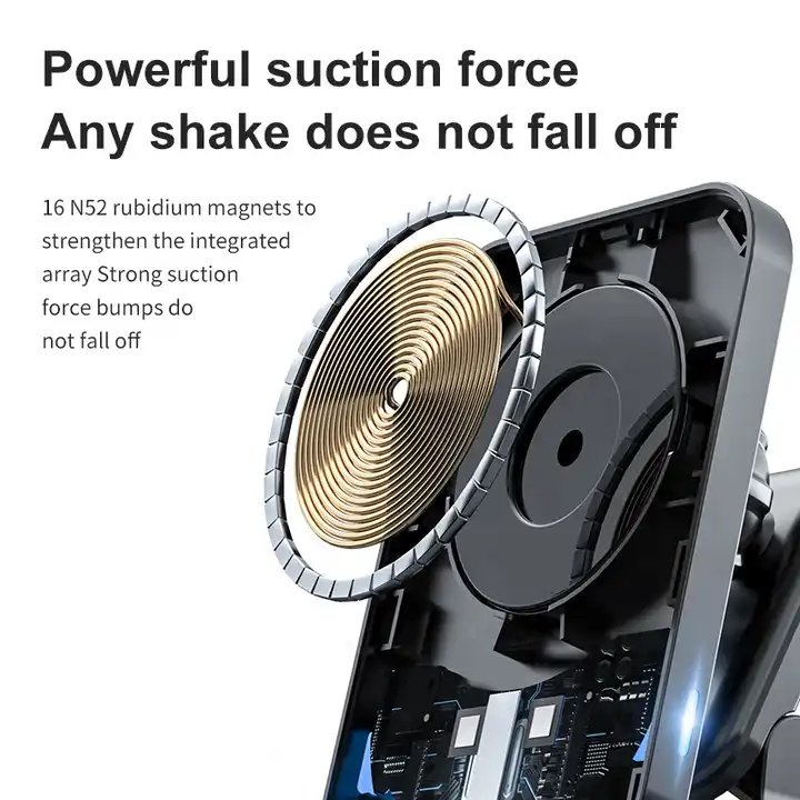 PD 10/15W 5/9v 1a Wireless Fast Charger Magnetic Car Charger Mount Mobile Phone Holder Retractable Phone Holder Fast Charging