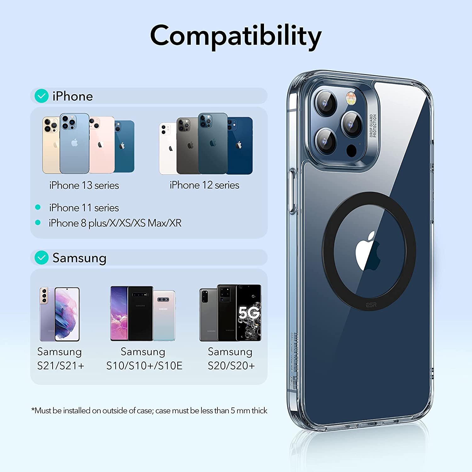 Universal Car Qi Phone Holder Iron Plate Sticker Ring Forlooseaf Wallet Magnetic Wireless Charger Stand