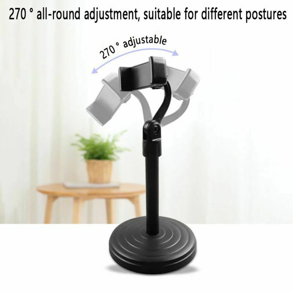 Hot Desktop Mobile Phone Holder Stand 360 Rotate for Live Streaming Shoot Video Youtube Round Base Smartphone Stand