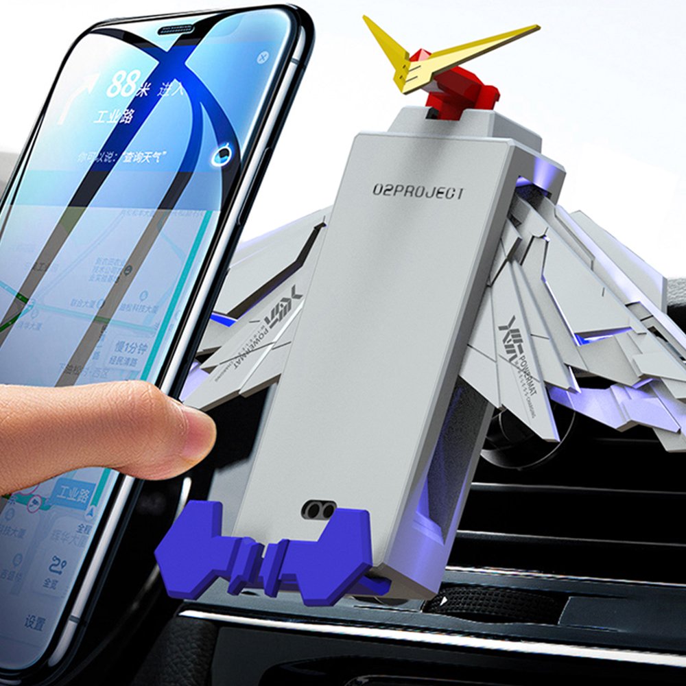 dropshipping Automatic Infrared Sensor Mobile Armor Style Car Use Wireless Charging Mount Holder with LED Light