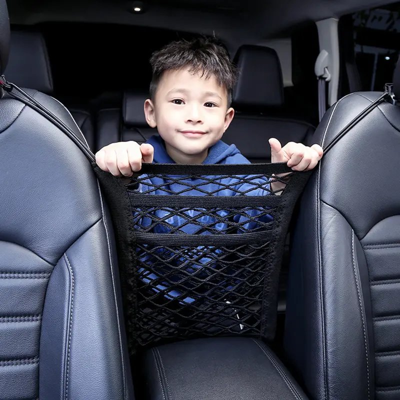 Car organizer between seats Back Barrier of Pet Multifunctional 3-Layer Car Mesh Organizer Travel Pocket For Car