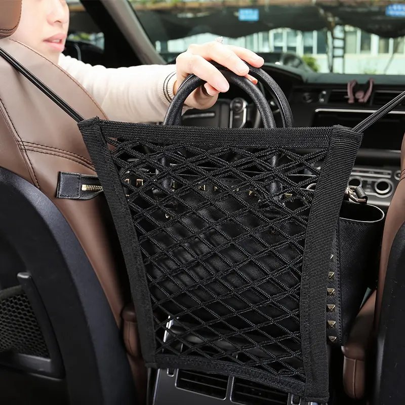 Car organizer between seats Back Barrier of Pet Multifunctional 3-Layer Car Mesh Organizer Travel Pocket For Car