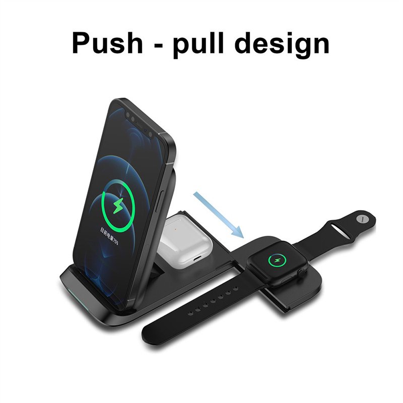 Hot Sales Universal 3 in 1 Foldable Magnetic 15W Fast Charging Wireless Charger For Mobile Phone Airpods iWatch