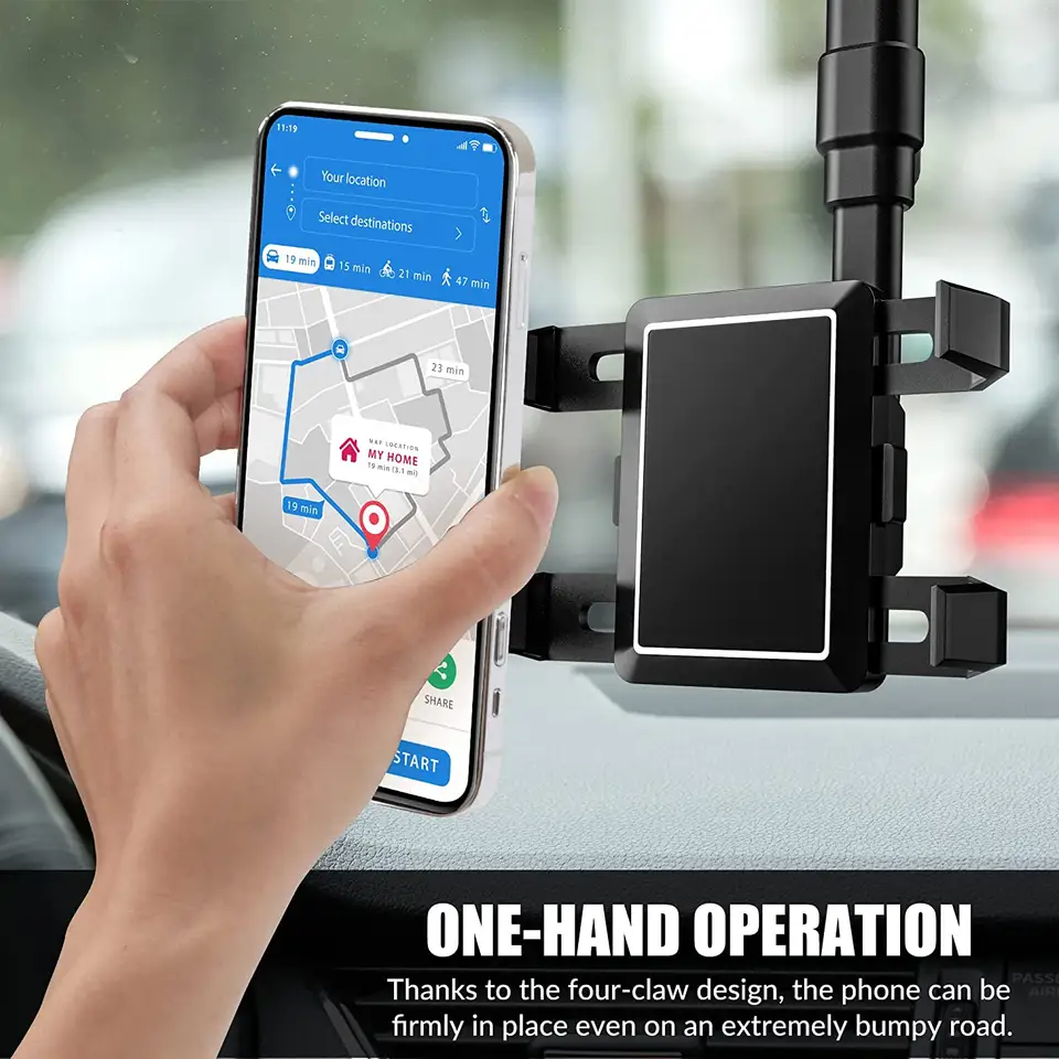 Rearview Mirror Cell Phone holder in Car 360 Degree Rotatable Car Telephone Support Stand Adjustable Telescopic Car Phone Holder