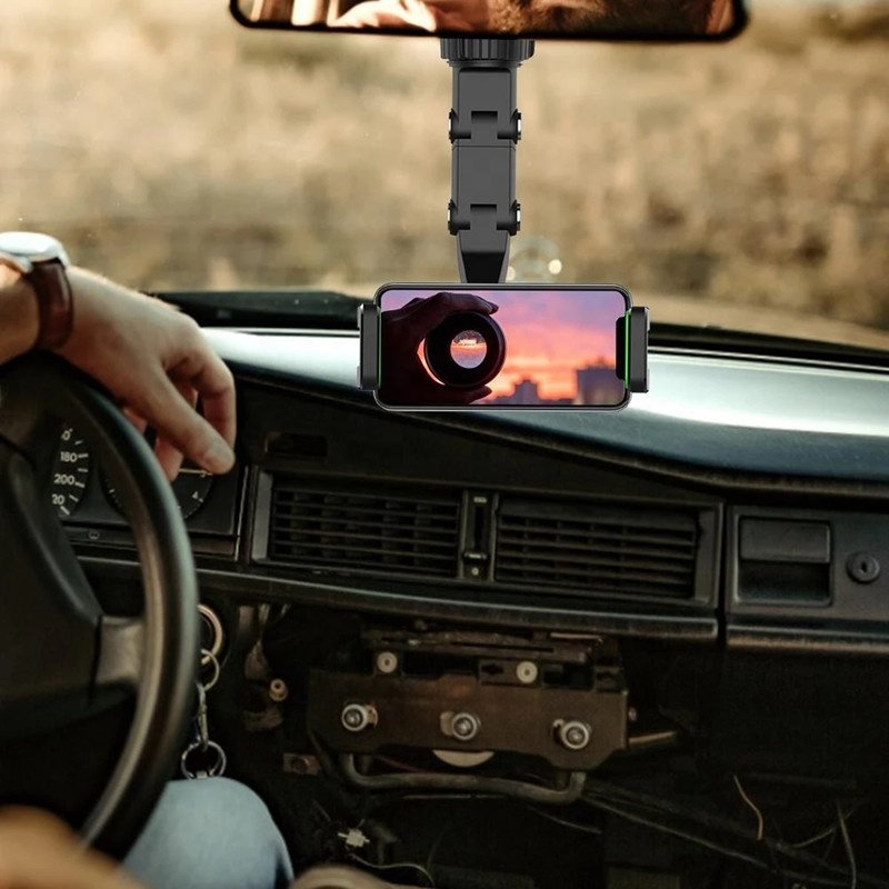 2024 Universal H5 Rearview Adjustable Bracket 360 degrees rear view Mirror Rotatable Retractable cell Phone Holder For Car