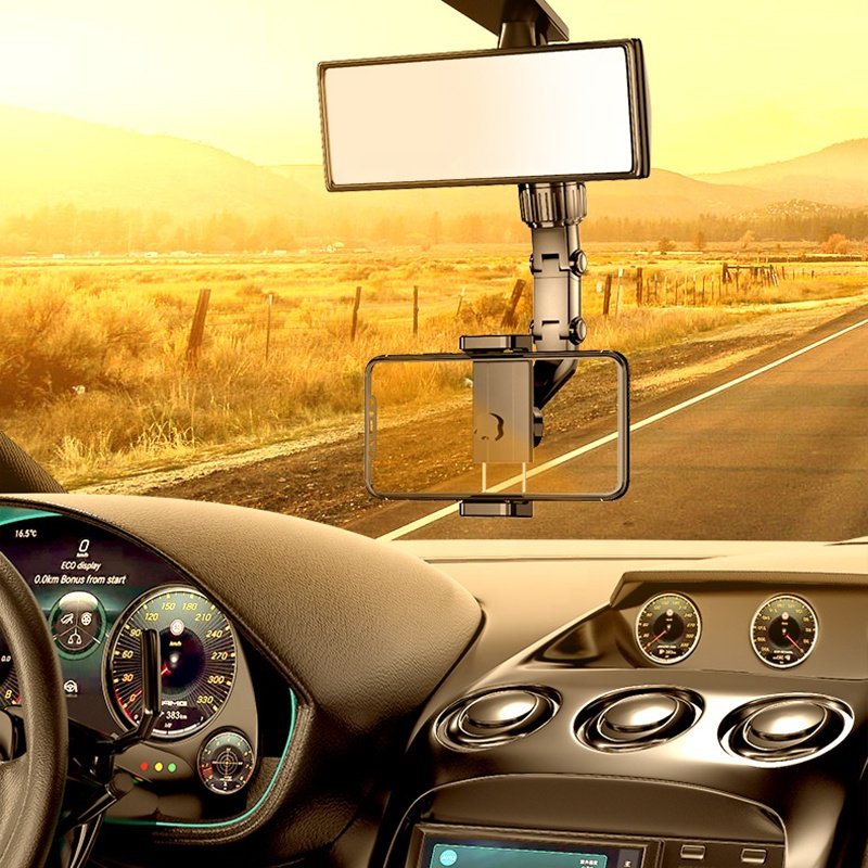 2024 Universal H5 Rearview Adjustable Bracket 360 degrees rear view Mirror Rotatable Retractable cell Phone Holder For Car