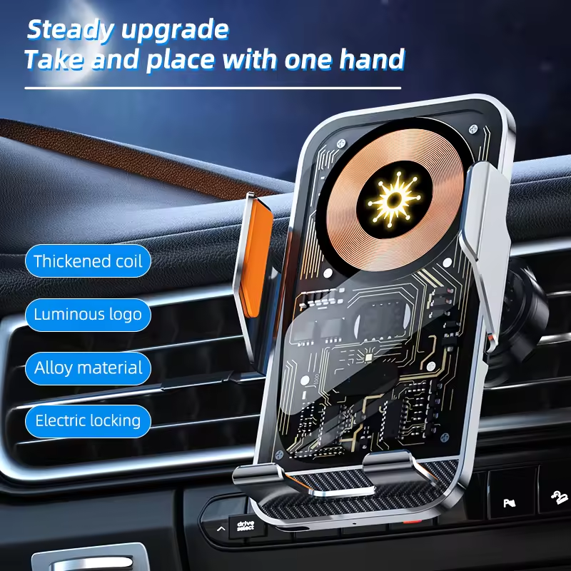 Auto Clamp Air Vent Car Phone Holder Mount Wireless Charger 15W Car Charger
