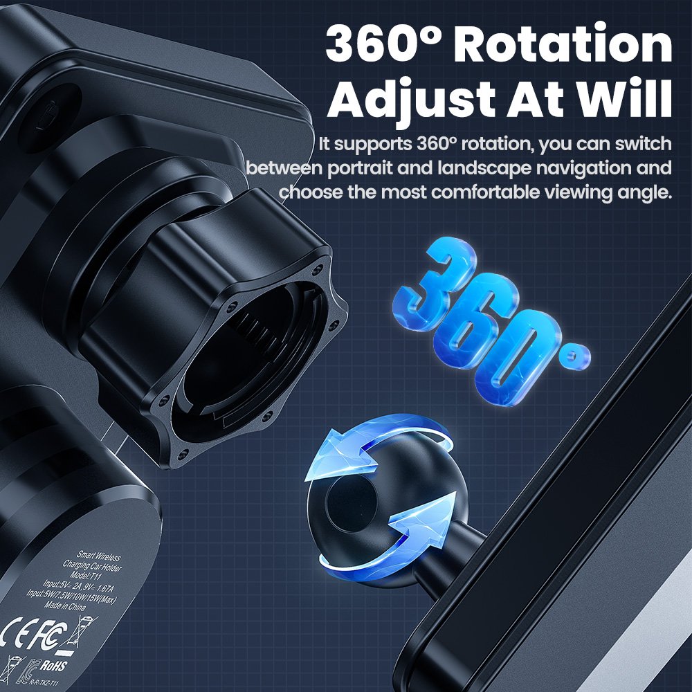 Toocki new style car suction cup car phone holder 15w smart car holder wireless charging for telephones