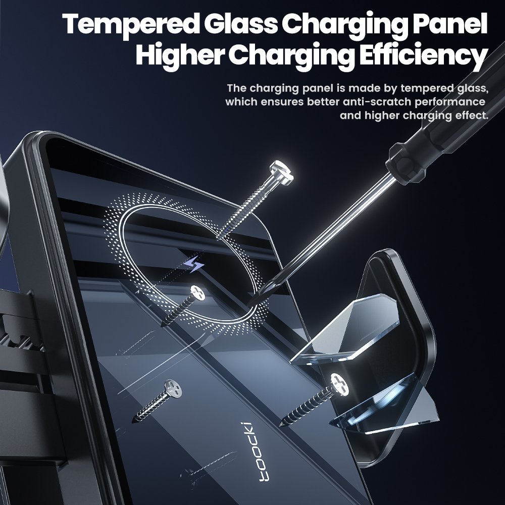 Toocki new style car suction cup car phone holder 15w smart car holder wireless charging for telephones