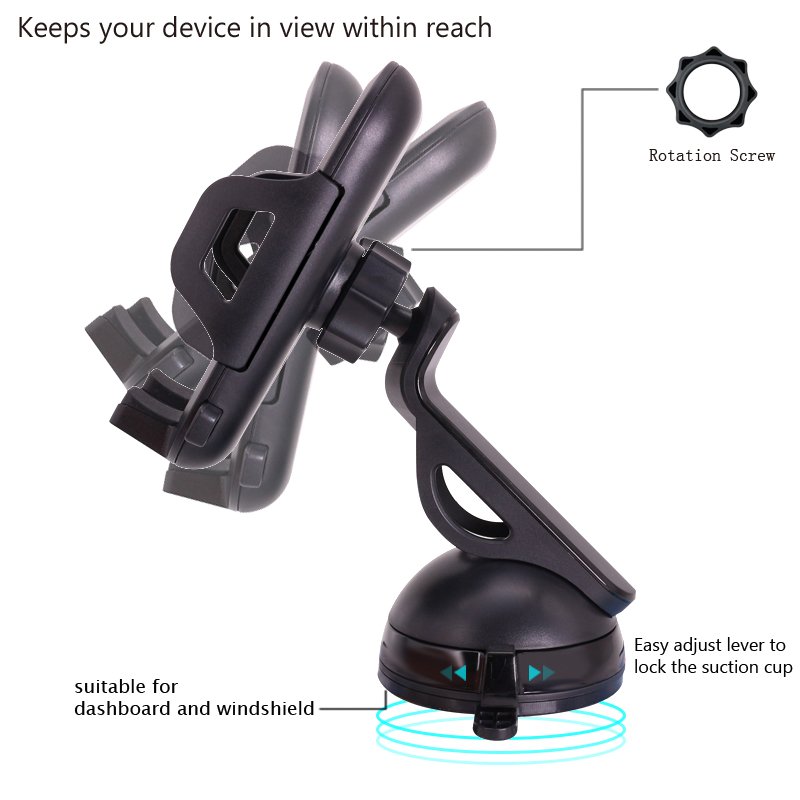 Mobile Phone Accessories Long Arm Adjustable Car Mount Dashboard Windshield Phone Holder For Iphone Smartphone