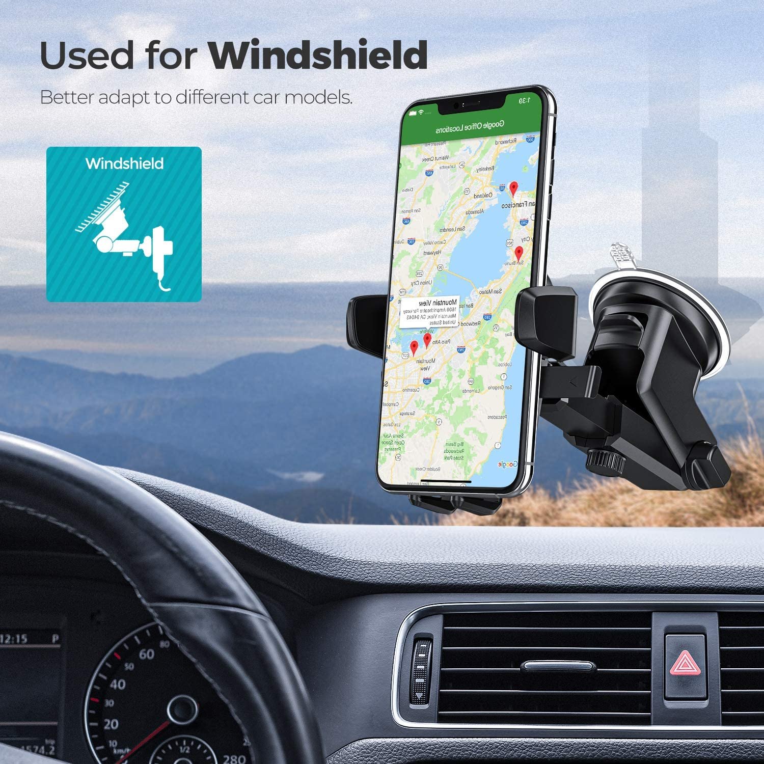 2024 Hot Sale Automatic Rotation 360 Degrees Car Phone Stand Car Phone Mount With Strong Sucker Cup Base