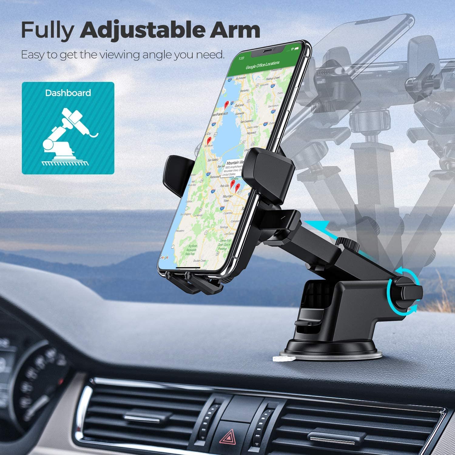 2024 Hot Sale Automatic Rotation 360 Degrees Car Phone Stand Car Phone Mount With Strong Sucker Cup Base
