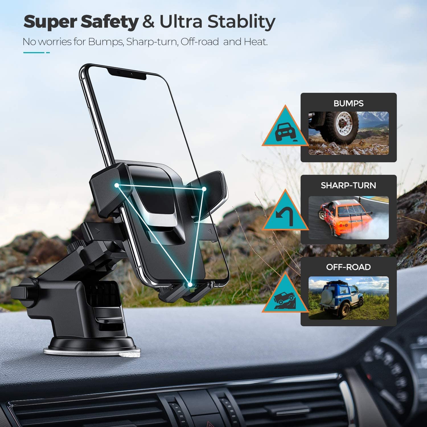 2024 Hot Sale Automatic Rotation 360 Degrees Car Phone Stand Car Phone Mount With Strong Sucker Cup Base