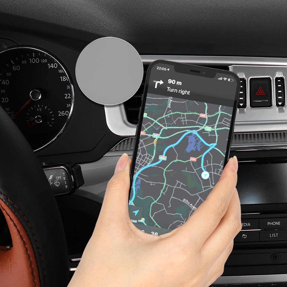Portable Washable Glue Stronger 8pcs N52 Magnetic 360 Rotating Car Mount Phone Holder for Gps Aluminium Alloy Black OEM