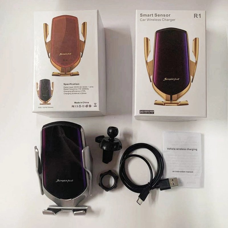 Wholesale OEM 2 in 1 Car Mount Mobile Phone Holder 15W Qi Smart Sensor Auto Clamping Fast Charging Wireless Car Chargers