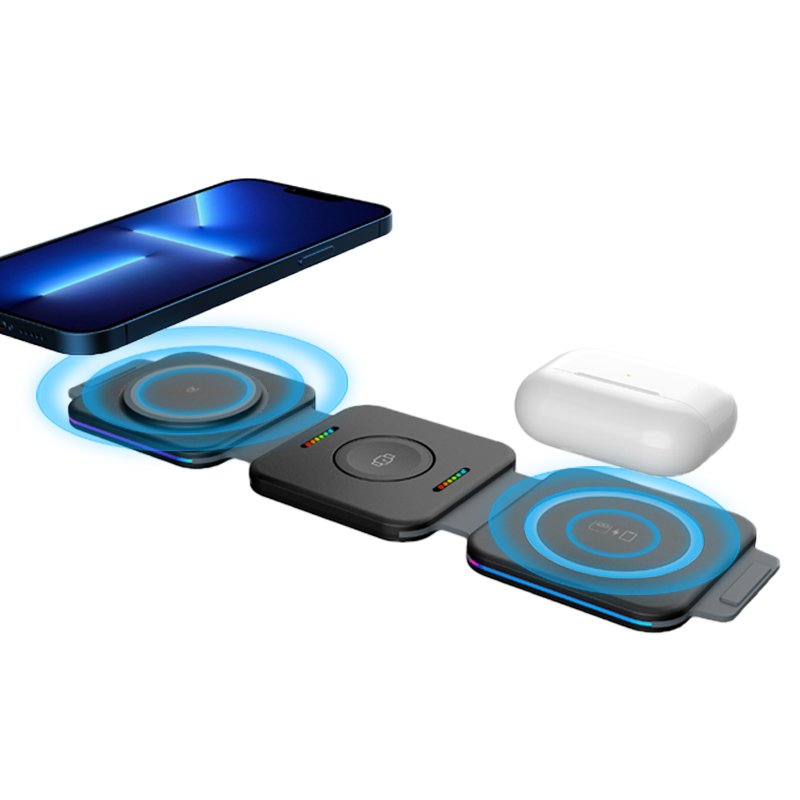 OEM/ODM Mobile Phone Holder 15W Fast Wireless Charger Folding 4 in 1 Wireless Charging stand