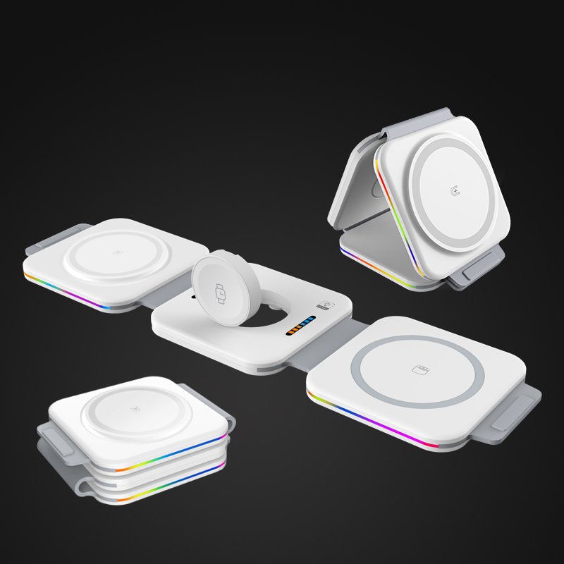 OEM/ODM Mobile Phone Holder 15W Fast Wireless Charger Folding 4 in 1 Wireless Charging stand