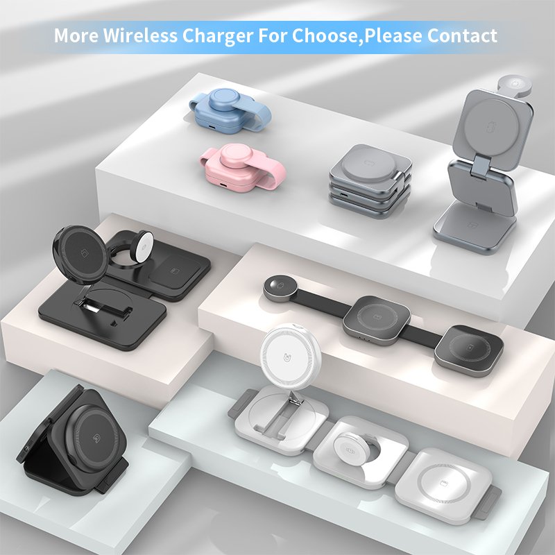 OEM/ODM Mobile Phone Holder 15W Fast Wireless Charger Folding 4 in 1 Wireless Charging stand