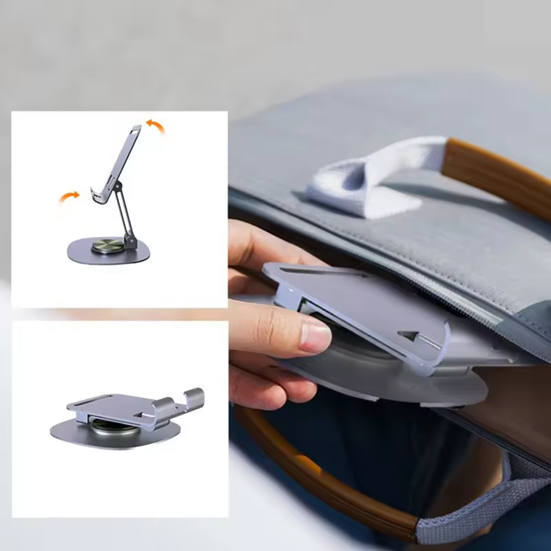Adjustable Portable Foldable Desktop Phone Stand Holder Anti-slip 360 Rotating Metal Desk Mobile Phone Holder for All Phones