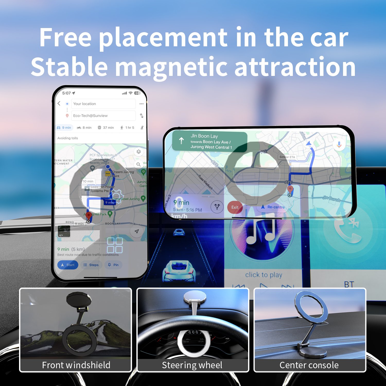2024 Factory Wholesale Magsafe Car Phone Holder For Vehicles Mobile Support Magnetic Car Phone Mount For iPhone 14 Pro Max