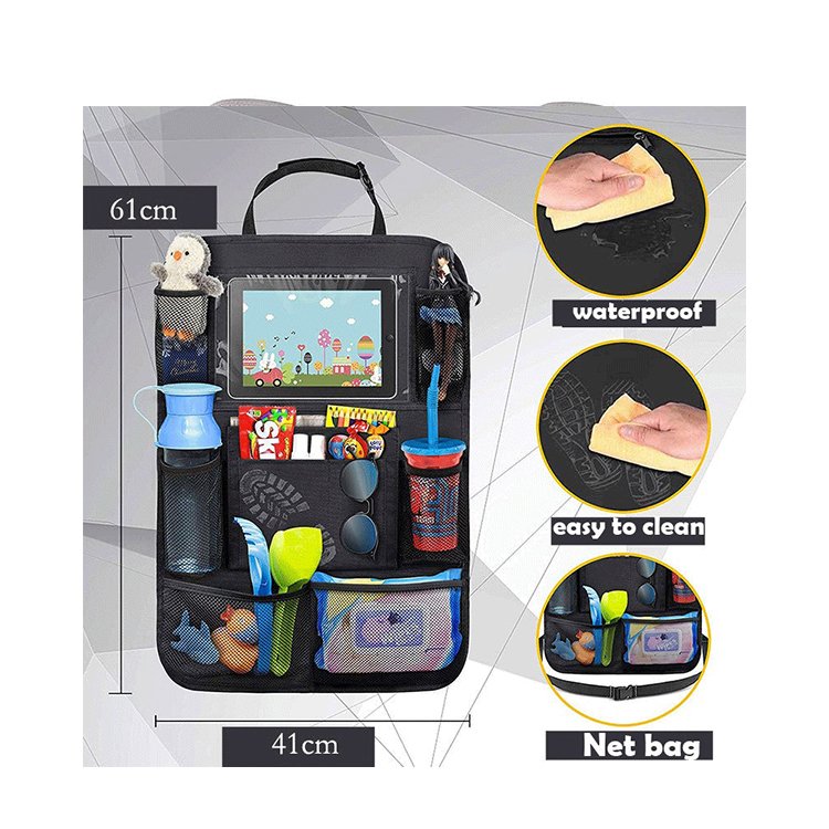 Multi-functional Car Seat Back Storage Hanging Bag Car Seat Organizer with Touch Screen Holder