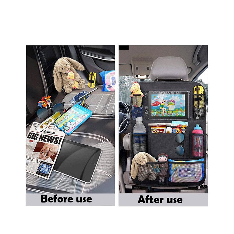 Multi-functional Car Seat Back Storage Hanging Bag Car Seat Organizer with Touch Screen Holder
