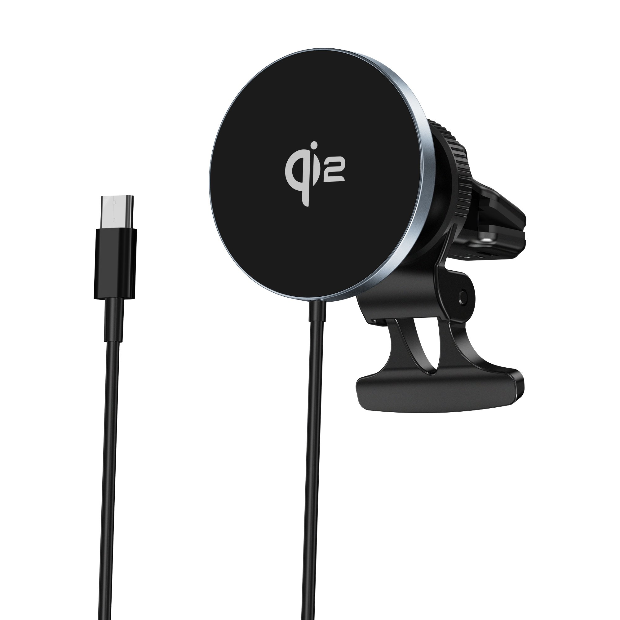 Aluminum Alloy Ultra-thin Qi2 15W Wireless Charger Magnetic Car Holder For iPhone 12/1314/15 Mini Pro Max