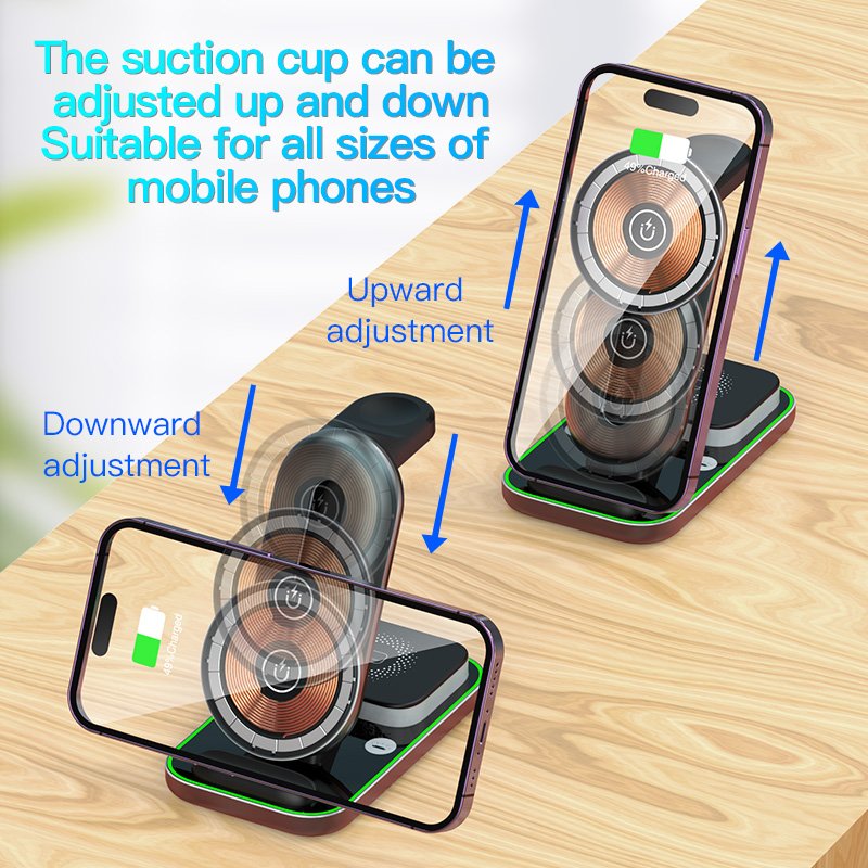 Portable Fast Charge Led Desk Lamp Bedside Table 4 3 In 1 One Wireless Charging Stand Magnetic Wireless Charger For phone