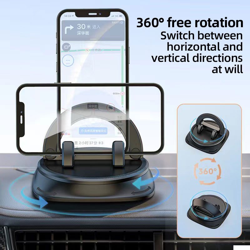 Car Multifunctional Cell Phone Holder Car Phone Holder Mount Dashboard, 360 Degree Rotatable Dashboard Cell Phone Holder