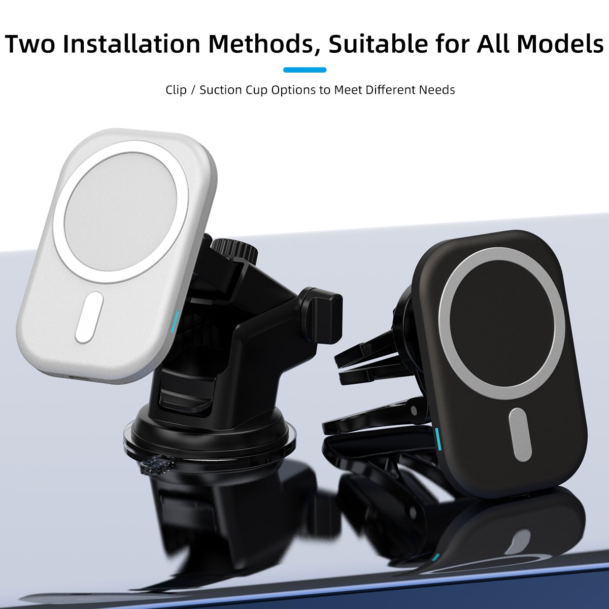 Magnetic Wireless Charger Car Mount Mobile Phone Holder for iPhone Magnet Car Wireless Charger OEM Charger TYPE-C Black White