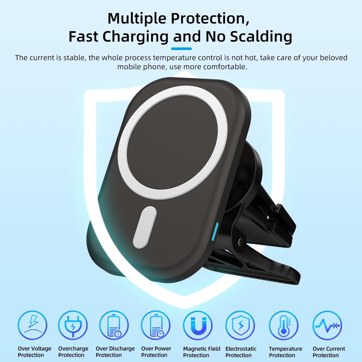 Magnetic Wireless Charger Car Mount Mobile Phone Holder for iPhone Magnet Car Wireless Charger OEM Charger TYPE-C Black White