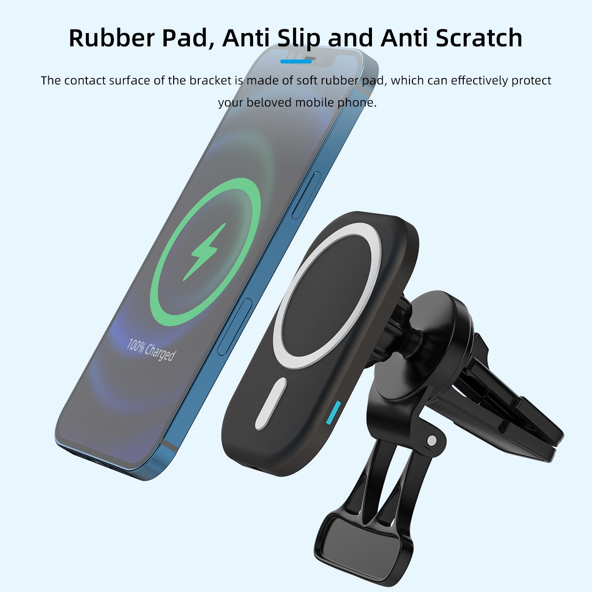 Magnetic Wireless Charger Car Mount Mobile Phone Holder for iPhone Magnet Car Wireless Charger OEM Charger TYPE-C Black White
