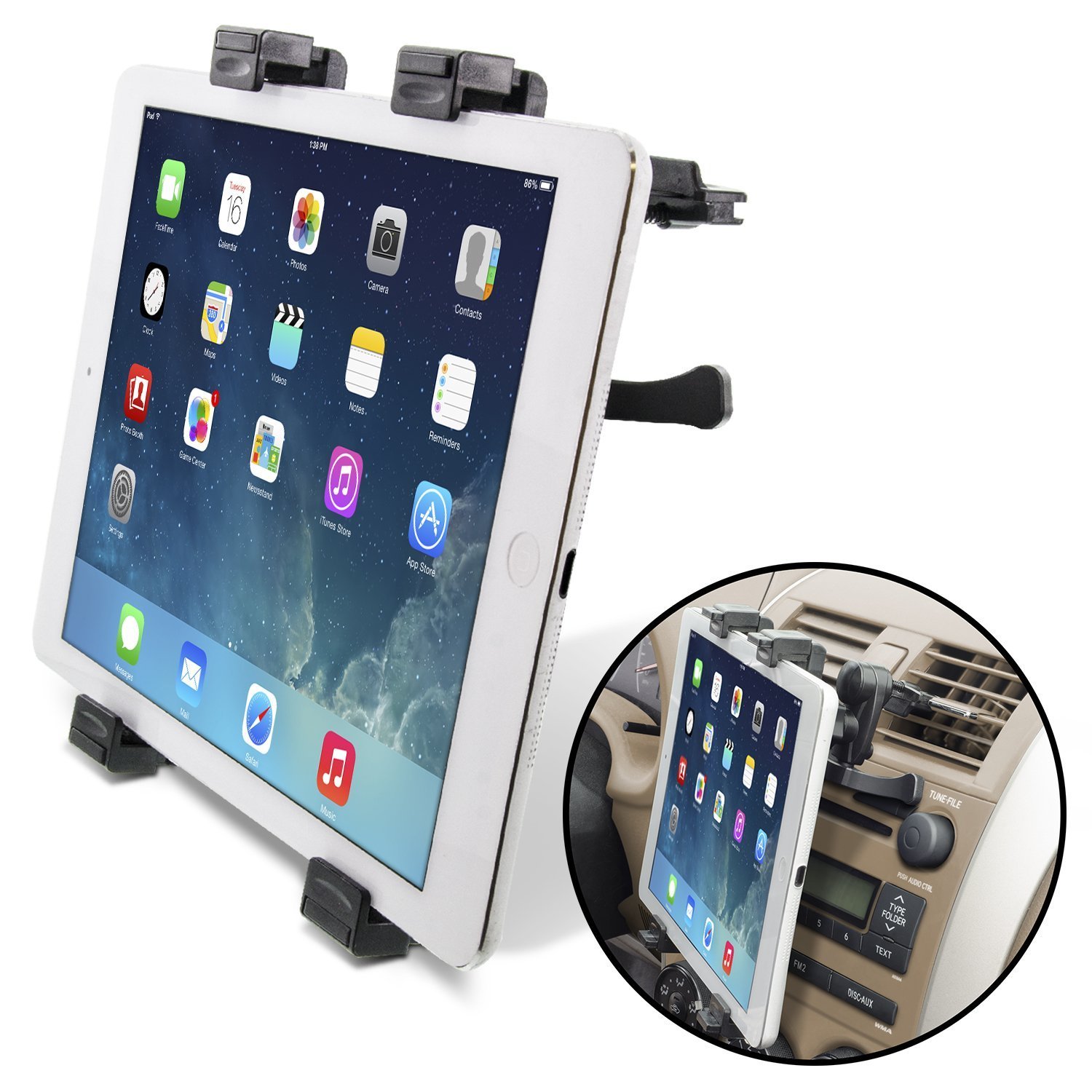 Universal Car Vent Tablet Mount, Air Vent Clip Tablet Holder for Car with Adjustable Hook Clamp for iPad 4.7-12.9"