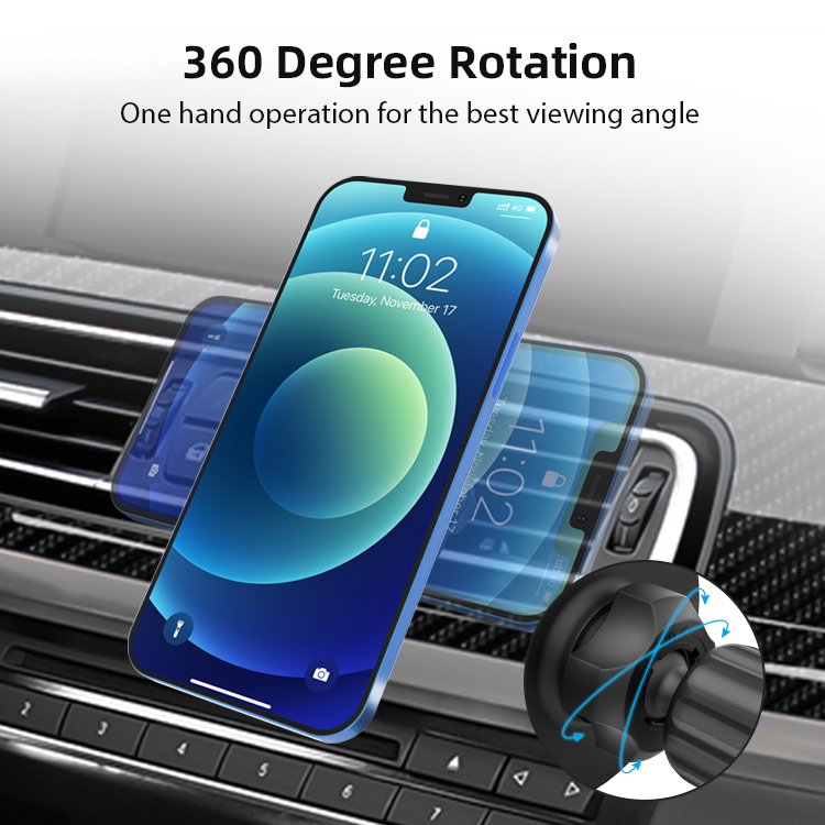 Taiworld Upgrade Car Air Mount Phone Holder Car Clip with Metal Hook Car Holder Phone Mount Mobile Stand 360 Cell Phone Holder