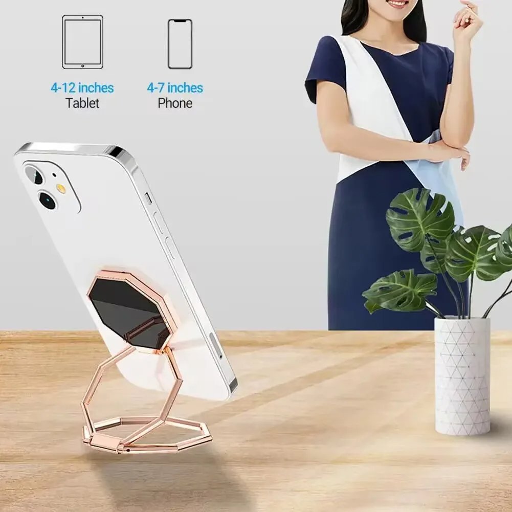 Foldable Mobile Phone Holder Ring Buckle Retractable Desktop Mobile Phone Holder Car Magnetic Metal Stand Cell Phone Holder