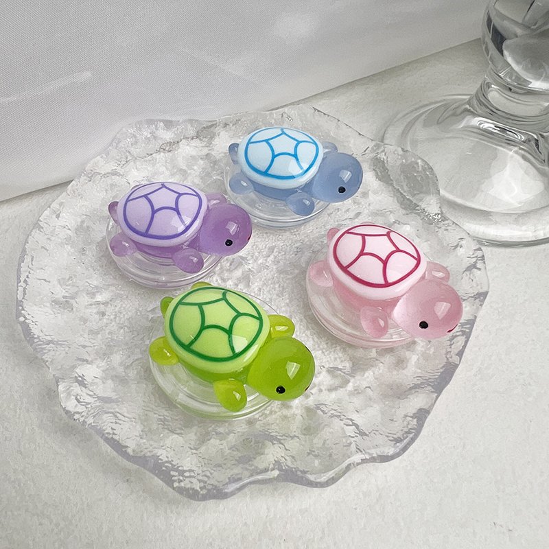 Glow-in-the-Dark Turtle Phone Grip Stand, Mini Resin Retractable Folding Turtle Design Realistic Sea Turtle Mobile Phone Grip