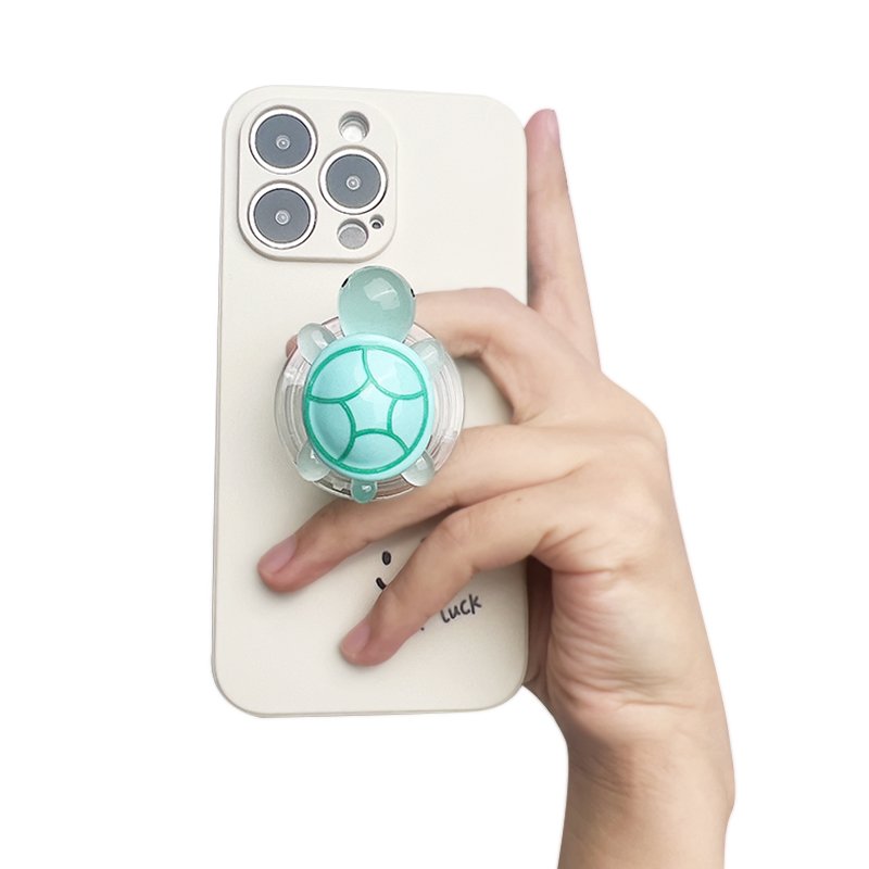 Glow-in-the-Dark Turtle Phone Grip Stand, Mini Resin Retractable Folding Turtle Design Realistic Sea Turtle Mobile Phone Grip