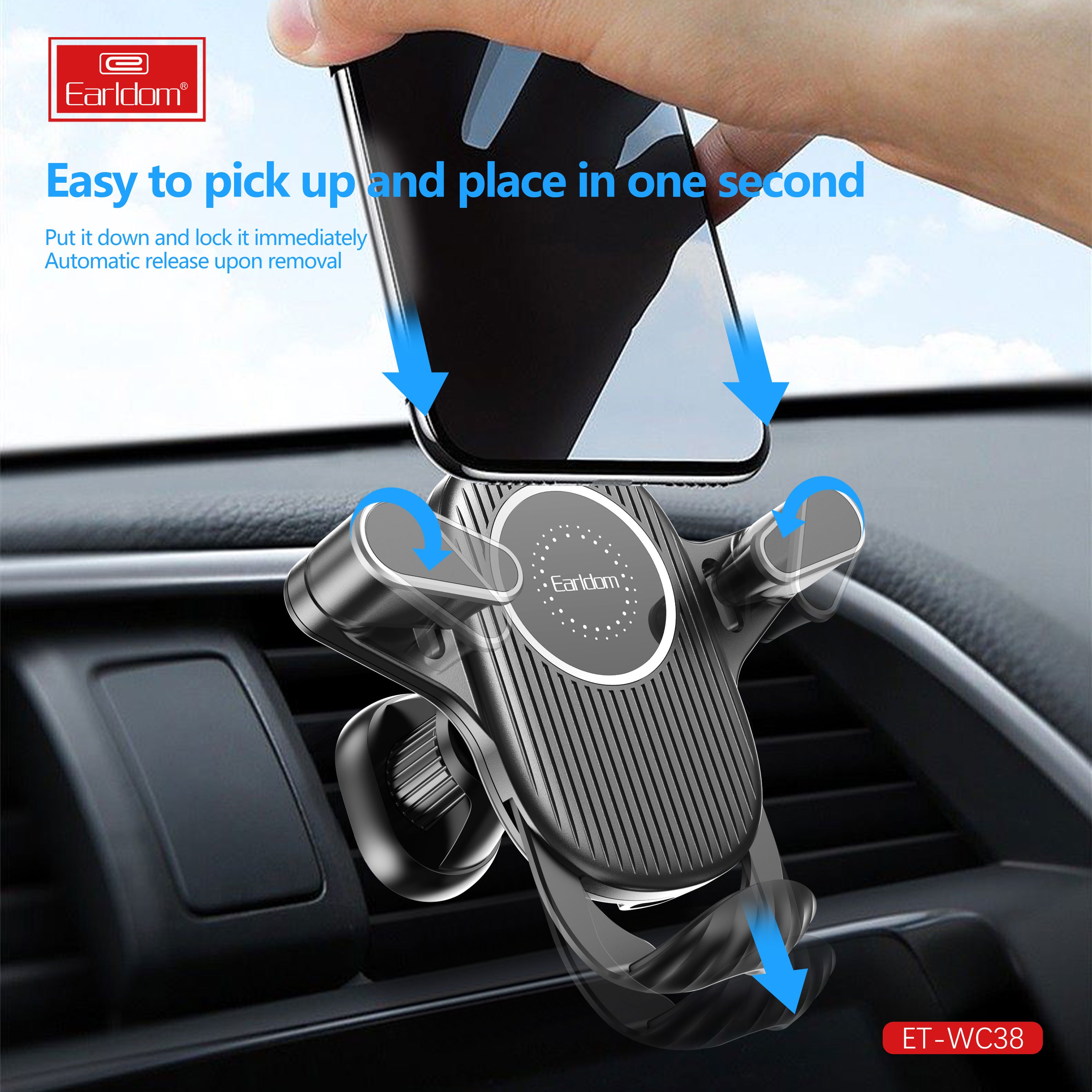 Earldom 15W Car Wireless Charger Fast Wireless Charging Car Mount for Air Car Phone Holder