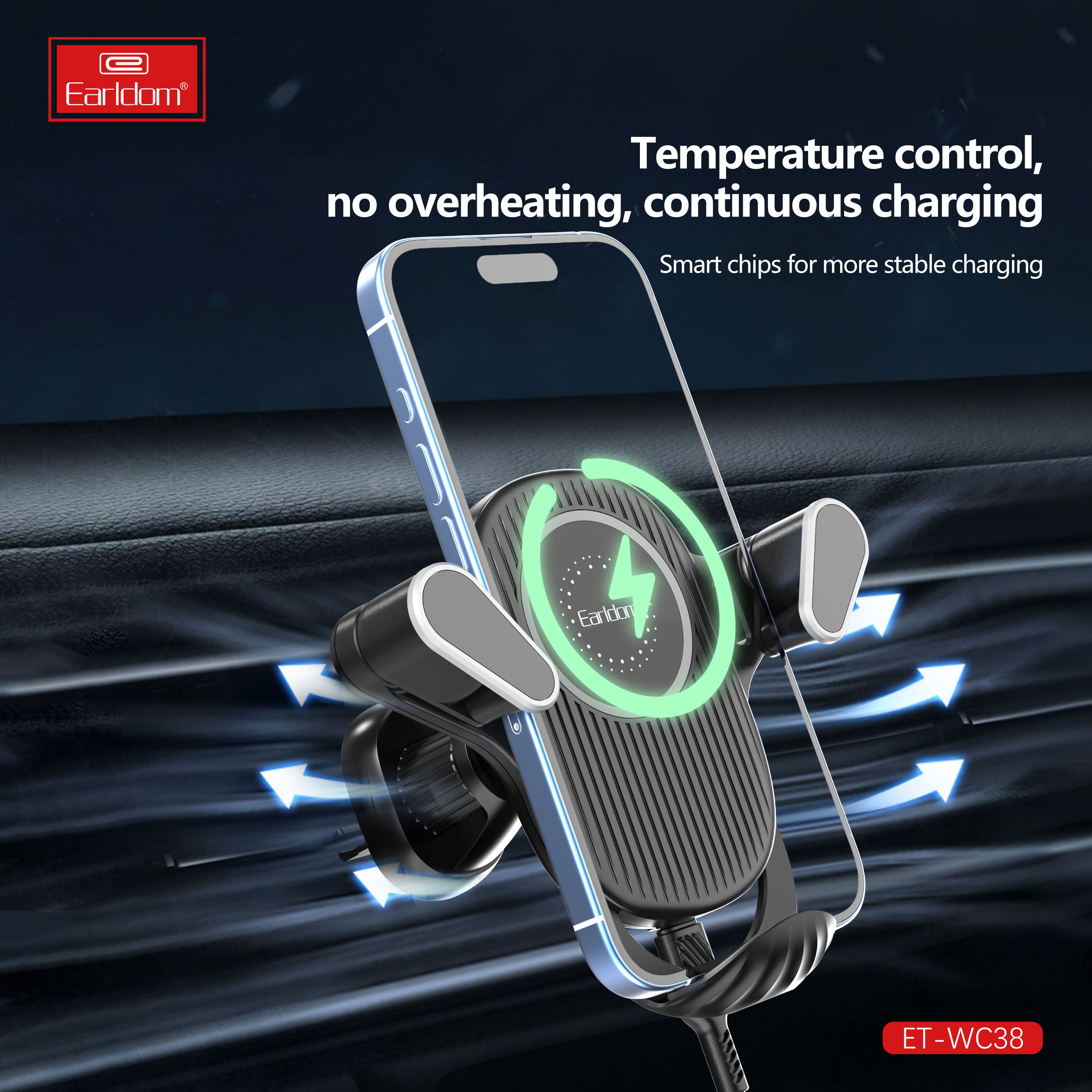 Earldom 15W Car Wireless Charger Fast Wireless Charging Car Mount for Air Car Phone Holder